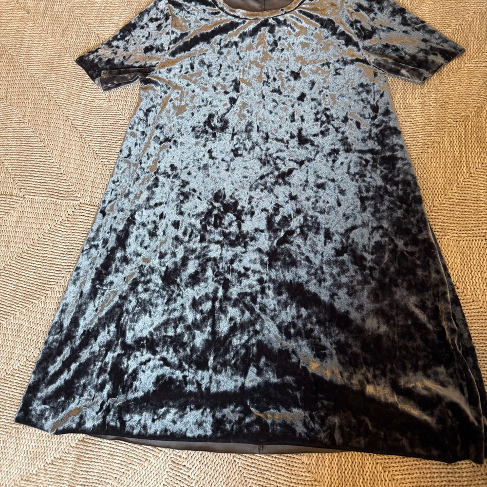 Velvet A-Line Dress in Black and Gray